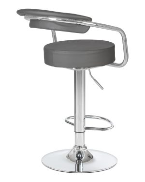 Стильный дизайнерский барный стул JOXY серая эко-кожа с газлифтом