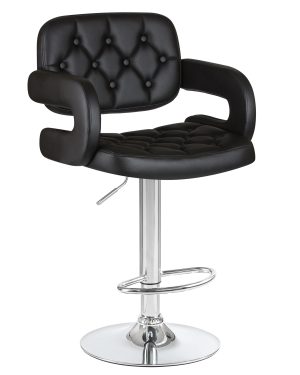 Стильный дизайнерский барный стул BRUX черная эко-кожа с газлифтом