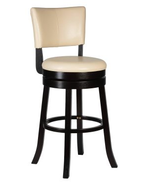 Стул JOHNY - элегантный и удобный полубарный стул с кремовой эко-кожей и натуральным деревянным основанием венге. Он обладает вращающейся функцией и эргономичным дизайном для комфортного сидения.