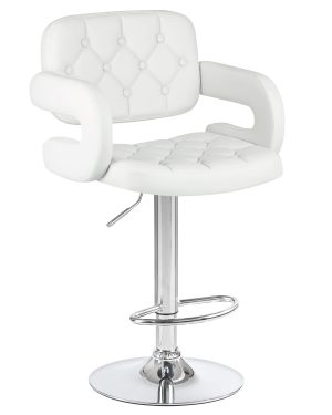 Стильный дизайнерский барный стул BRUX белая эко-кожа с газлифтом