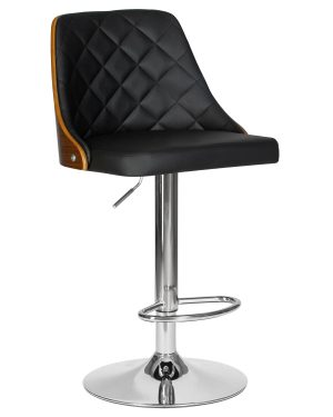 Стильный дизайнерский барный стул Tartin черная эко-кожа с деревом с газлифтом