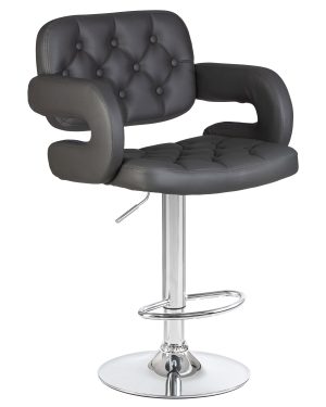 Стильный дизайнерский барный стул BRUX серая эко-кожа с газлифтом