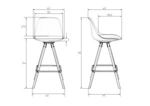дизайнерский полубарный стул MONNI с деревянными ножками