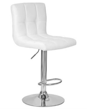 Барный стул MANDY белая эко-кожа на хроме с газлифтом